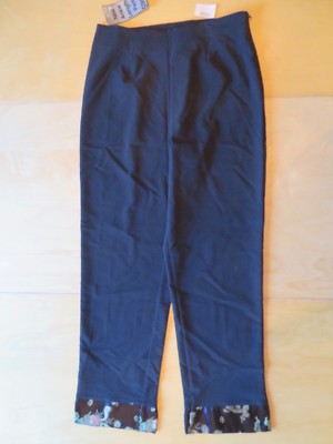 New Women s Clio Stretch Straight Leg Black Dress Pants Asian Embroidered Size 6