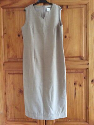 New Women s Daxon Shift Dress Stone / Natural Beige Sleeveless Smart Size 10