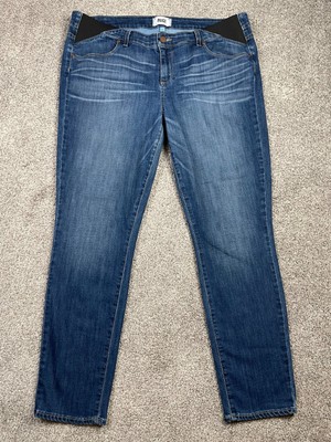 Paige Maternity Jeans Womens 34 18 Skyline Ankle Peg Dark Wash Faded Panels