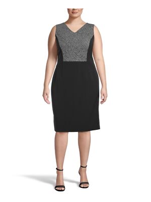 

KASPER Женское черное вечернее платье без рукавов ниже колена размера плюс, Черный