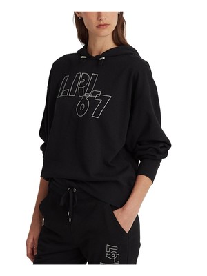 

LAUREN RALPH LAUREN Женская черная толстовка с капюшоном с длинными рукавами и логотипом, топ, Черный