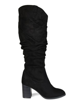 

JOURNEE COLLECTION Женские черные ботинки с язычками Aneil Almond Slouch 6,5, Черный, ANEIL-BOOT