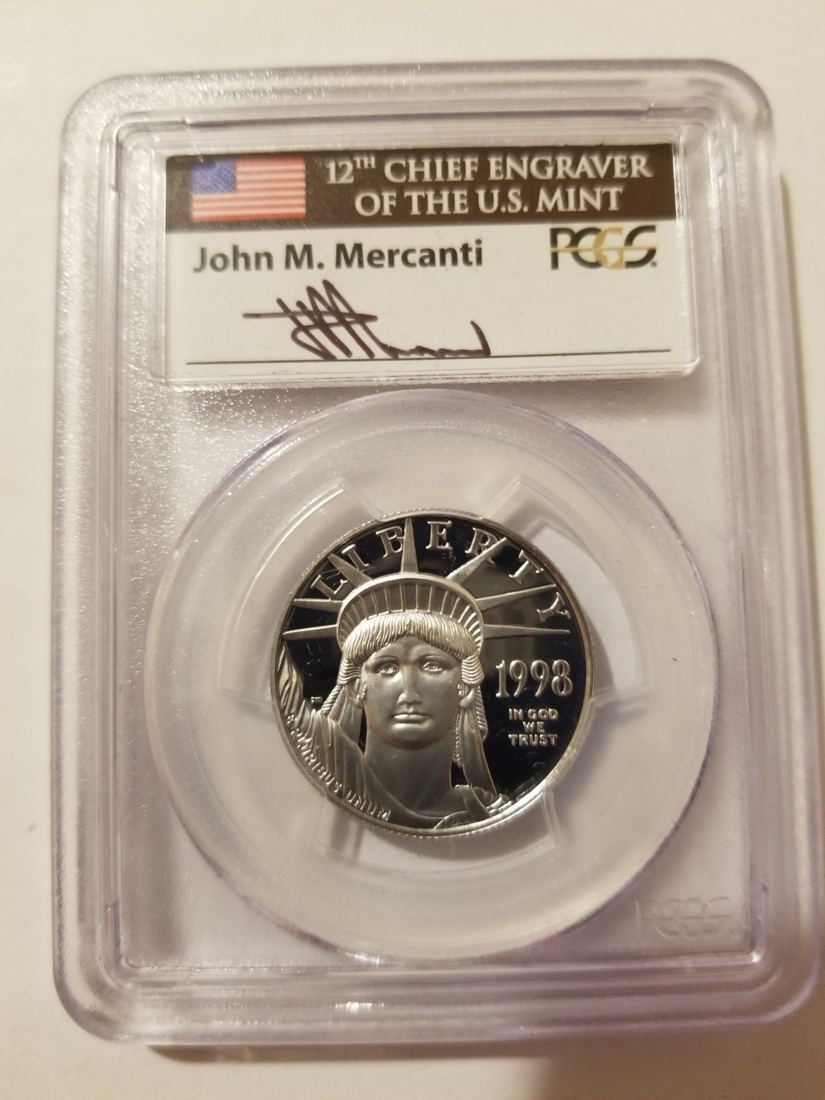 1998W Platinum Eagle Proof PCGS PR70DCAM 4 coin set Mercanti signed BV$12,200