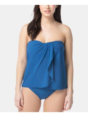 

Женский синий драпированный бюстгальтер-танкини с драпировкой CONTOURS, купальник-танкини, топ