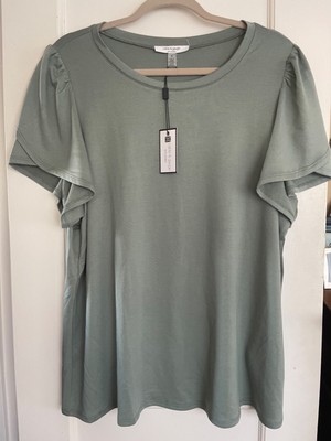 NWT Cable Gauge Studio Knit Boho Top Shirt Tunic Short Sl Plus Sz 1X Green
