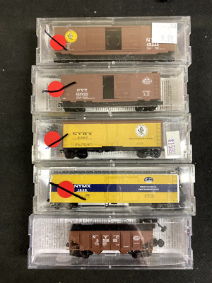 5 - Micro Trains N Scale New York Central INC  51' Mechanical , Hopper, Box cars