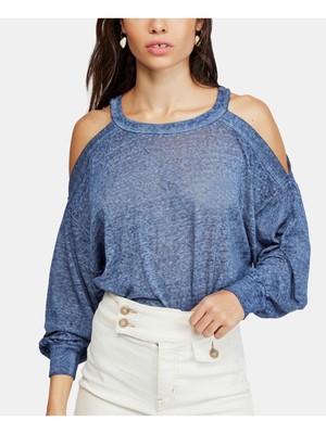 

Женский голубой топ с открытыми плечами и длинными рукавами FREE PEOPLE Heather, Синий