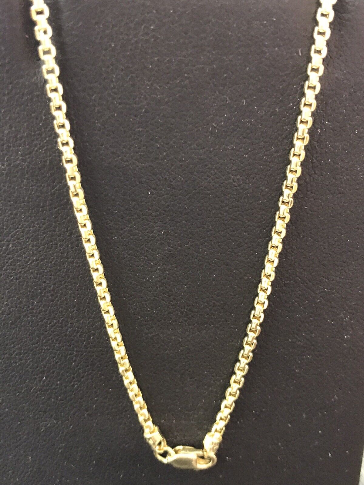 Pre-owned Luckyhhhjewelry Real 14k Yellow Gold Round Box Necklace 24 Inch 5.10 Gram Lobster Lock 1.6mm