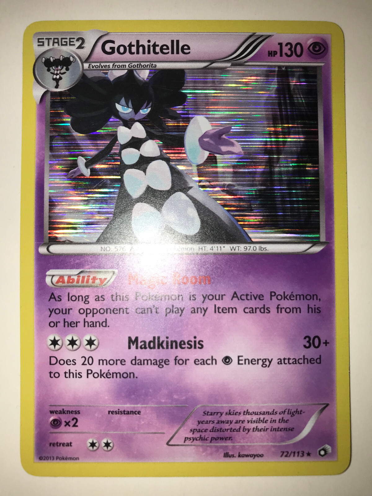 2013 Pokemon Gothitelle 72/113 Holo Legendary Treasures LP