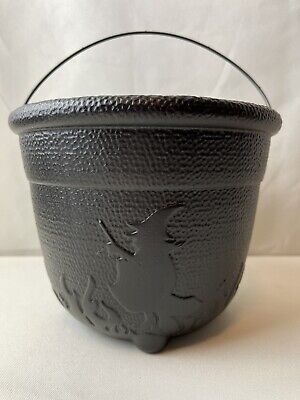 Vintage General Foam Halloween Cauldron Embossed Witch Blow Mold Candy Bucket