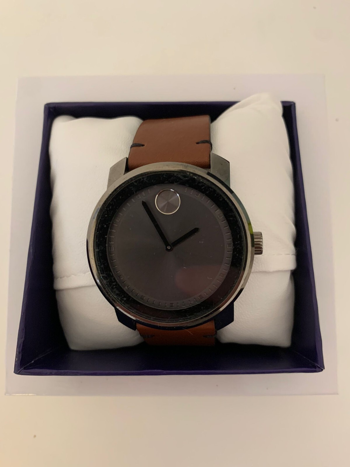 MOVADO BOLD Mens Watch Brown Leather Gunmetal 3600366 Needs Battery replacement Movado Bold Quartz Analog Brown Leather Watch, 42mm  main image 3