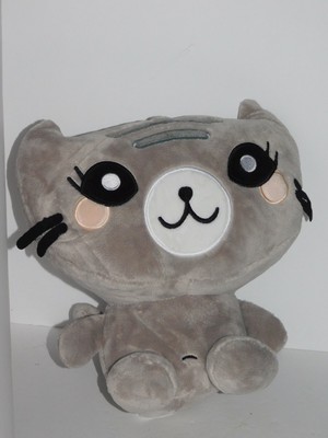 Grey Cat Petto Plush Big Head Kawaii Stuffed Animal Toy Kitten