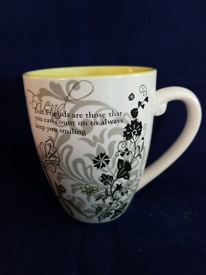 Mark My Words TRUE FRIEND ceramic coffee MUG paisley & green  2009