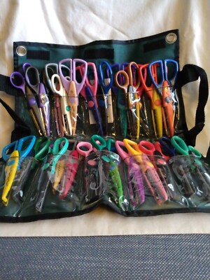 Set Of 23 Provo Craft & Fiskars Scraping Scissors In Case With Carring Bag