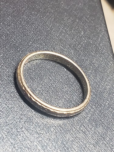 14k White Gold and Platinum Art Deco Mens Wedding Band Size 7 1910c