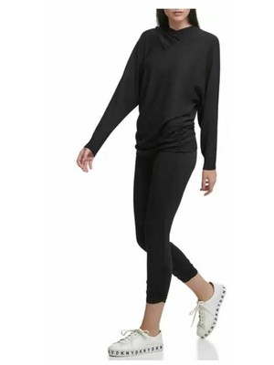 

Черные женские укороченные леггинсы со сборками DKNY, Черный, P0KF7LIT