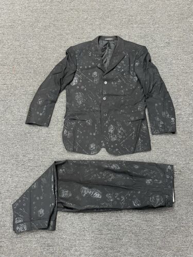 Versace ~ Men's Black Rose Jacquard Lined 3-Button Suit Versace ~ Men's Black Rose Jacquard Lined 3-Button Suit