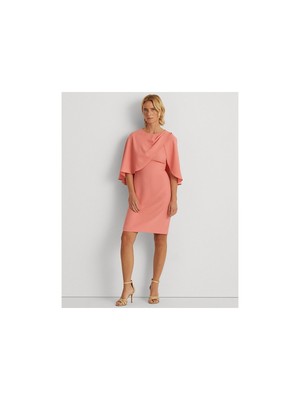 

LAUREN RALPH LAUREN Женское розовое платье-футляр с накидкой и рукавами на подкладке, Розовый