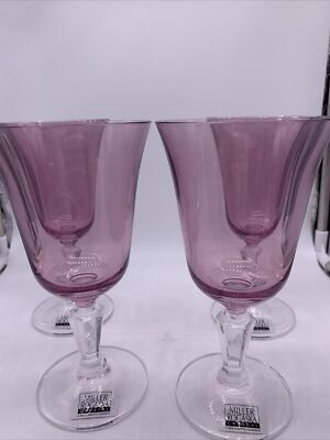 Reed And Barton miller rogaska crystal glasses four with lavendar