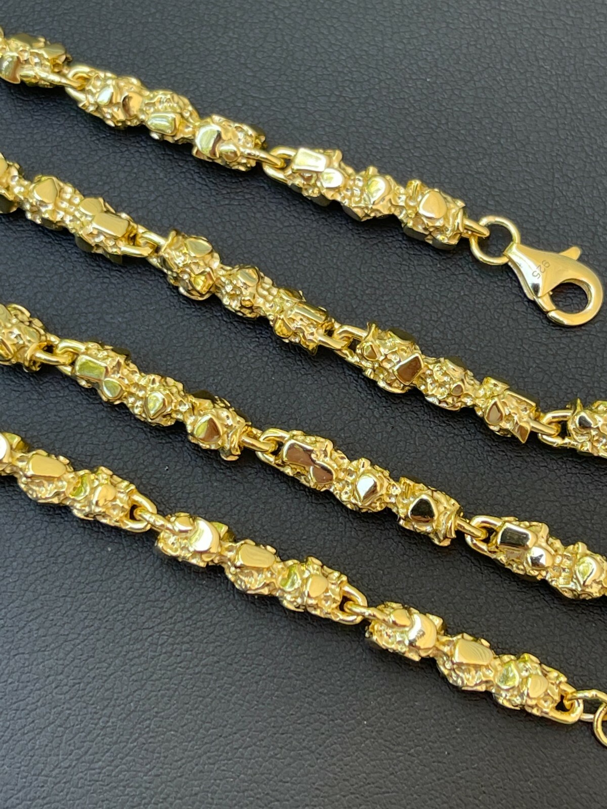 14k Gold Plated Solid 925 Sterling Silver Nugget Link Chain Necklace 5mm 18 30 eBay