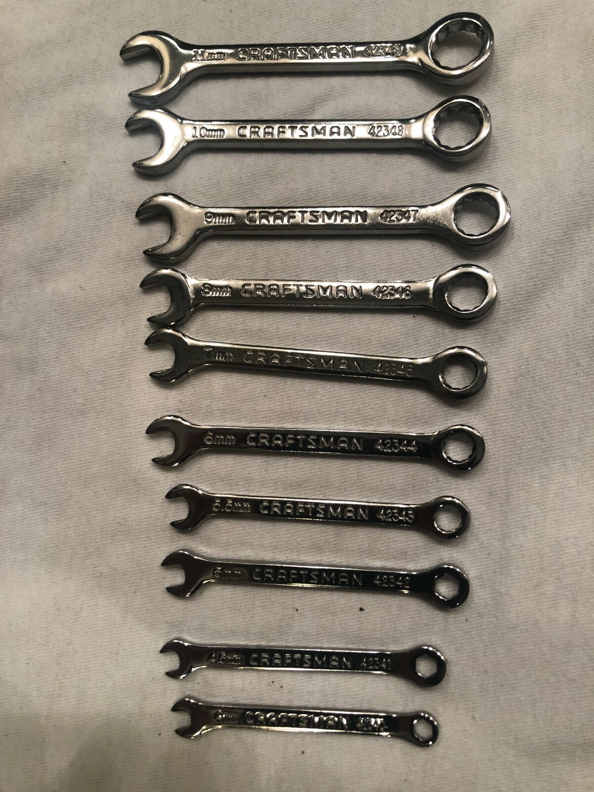 Craftsman Usa 10 Piece Metric Midget Wrench Set 4mm To 11mm 42339 Used for sale in Clarkston