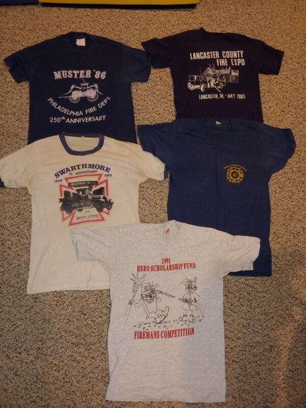 4 Vintage 80s Fire Company T-Shirts,Pennsylvania,Swarthmore,Philadelphia,PFD