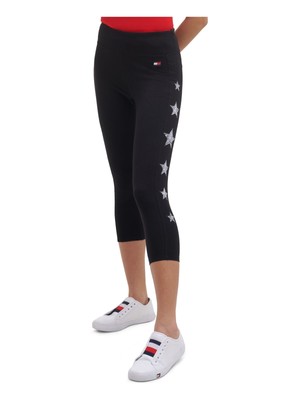 

TOMMY HILFIGER SPORT Женские черные укороченные широкие леггинсы с высокой талией для активного отдыха, Черный, TP09004P