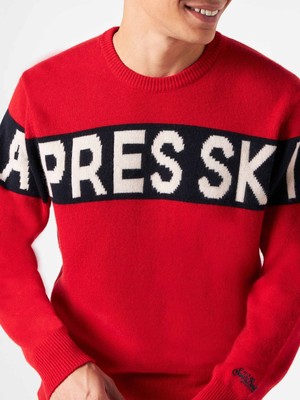 Pre-owned Mc2 Saint Barth Man Sweater With Apres Ski Lettering In Red