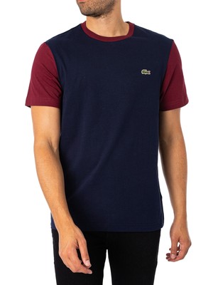 

Мужская трикотажная футболка Lacoste с цветными блоками, синяя, Синий, TH1298-00-R1I