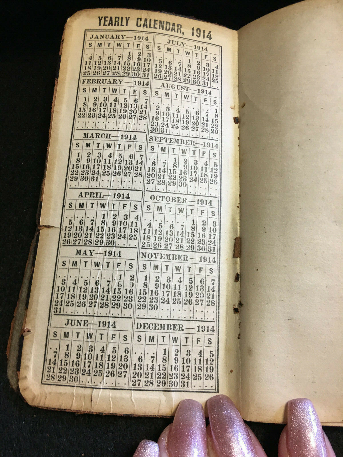 Vtg Westinghouse Electric 1914 Embossed Leather Bound Pocket Diary/Calendar