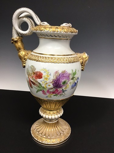 Meissen Porcelain Vase With Snake Handle