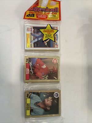 1987 Topps Baseball Unopened Rack Pack w Pete Rose + M.Schmidt A.S. On Front c