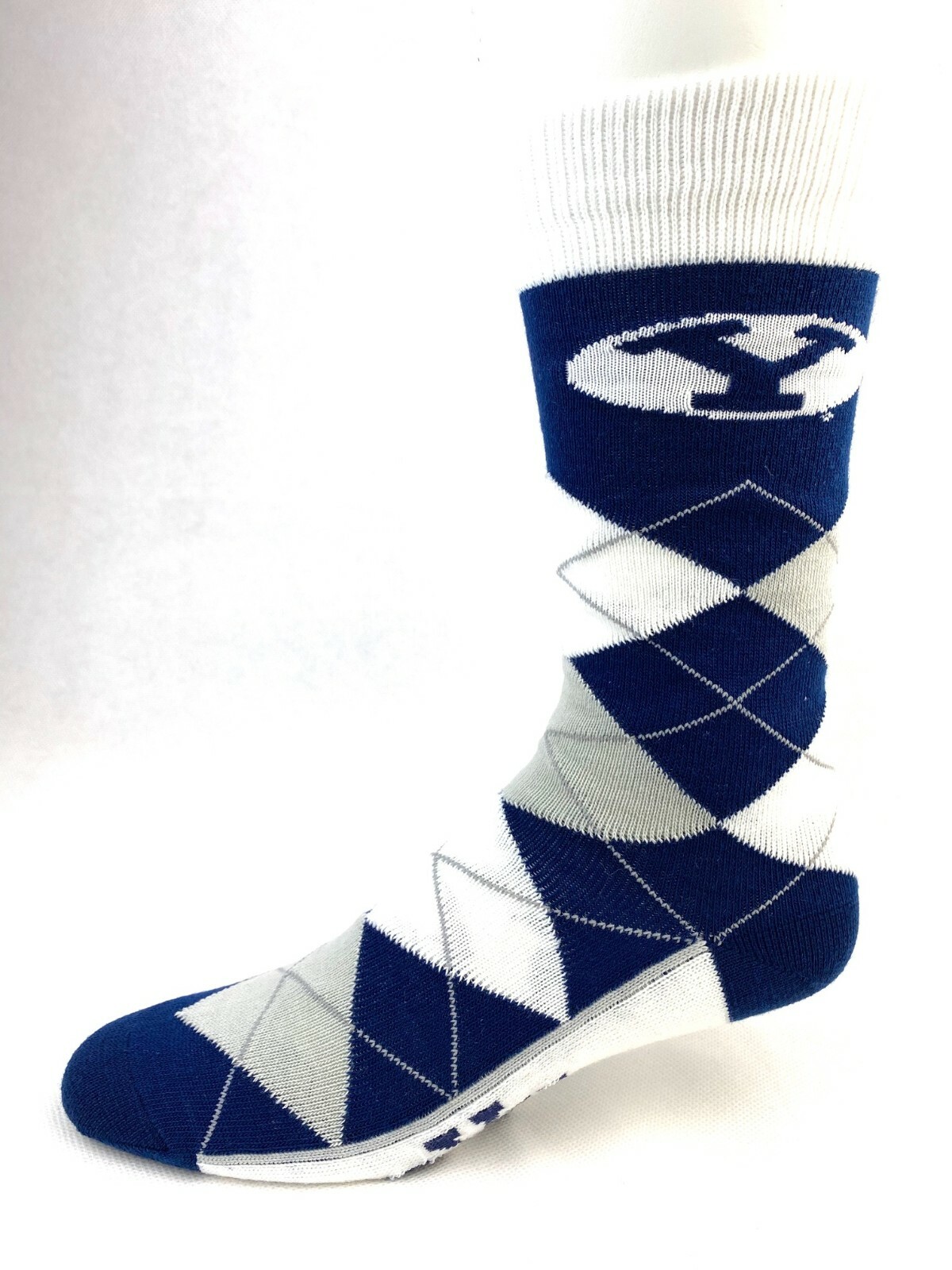 BYU Cougars Navy White & Gray Argyle Lineup Deuce Crew Socks