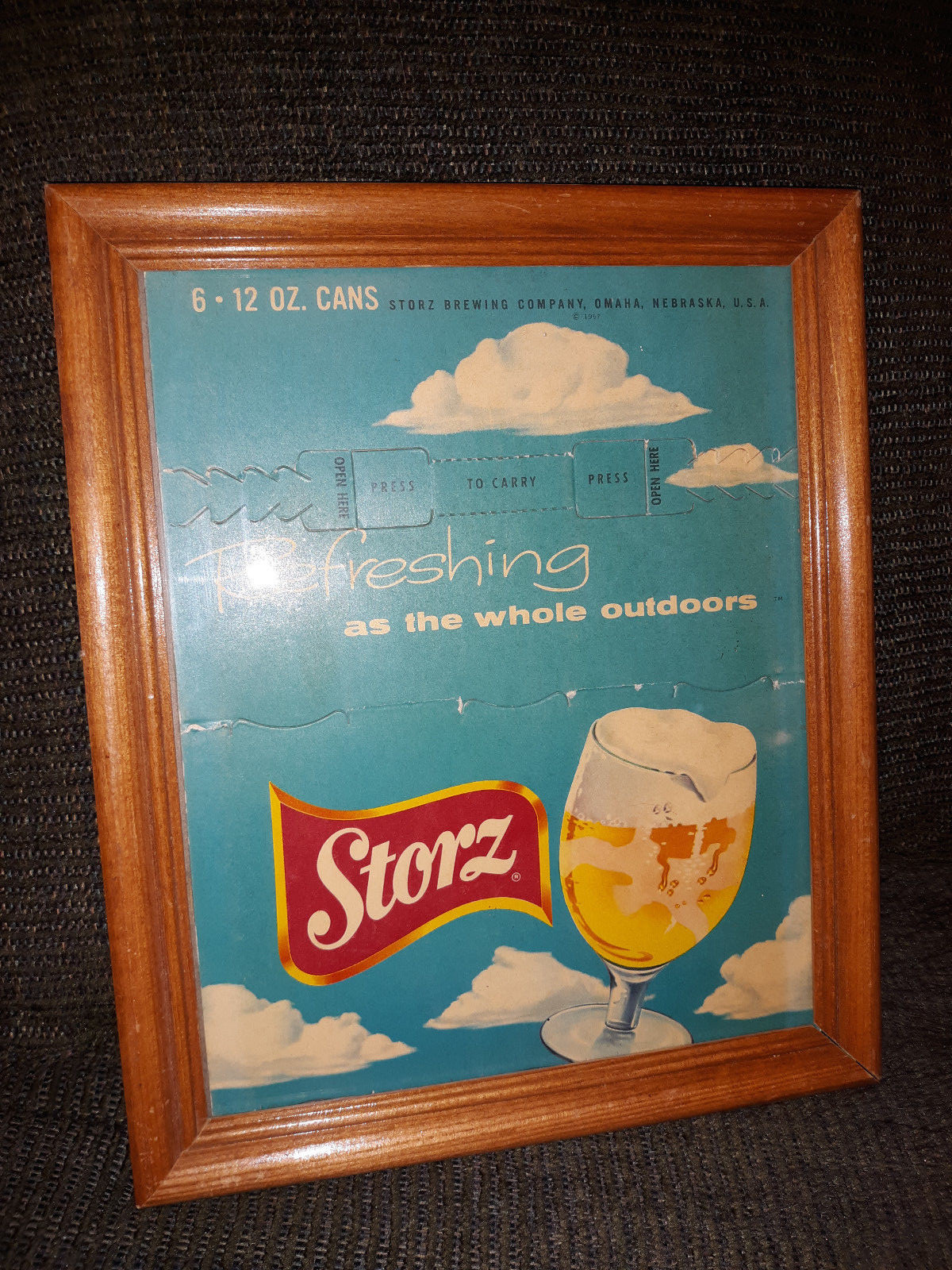 Storz Beer Vintage Cardboard Beer Box Art Framed Free Shipping!