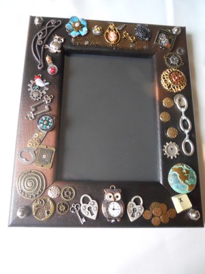 Embellished Picture Frame mixed media handcrafted OOAK
