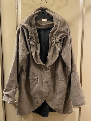 Krista Larson Wool Brown Long Jacket One Size (item 15.2)