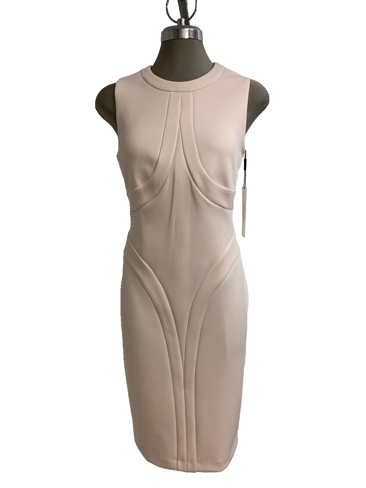 Элегантное платье-футляр Calvin Klein NWT пастельно-розового цвета, размер 10