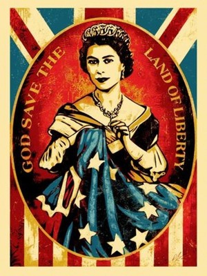 Shepard Fairey GOD SAVE THE QUEEN 2012 Signed Obey Giant Queen Elizabeth RARE