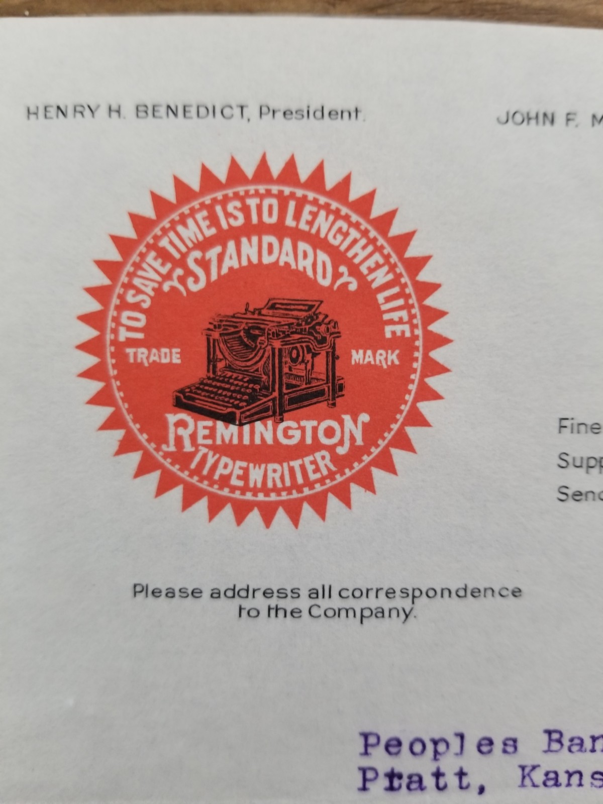 Vintage 1911 Advertising Billhead Remington Typewriter Company Illustrated