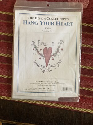 Vintage Hang Your Heart~Design Connection Cross Stitch Kit K7-266 New Old Stock