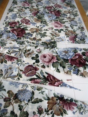 BEIGE FLORAL DRAPERY MATERIAL, 33