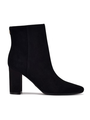 Женские кожаные ботильоны NINE WEST черного цвета с миндалевидным носком на блочном каблуке 9x9, 10 М