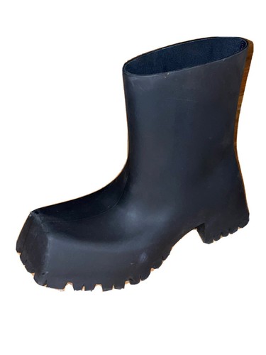 Balenciaga Black Rubber Trooper Rain Boot 41