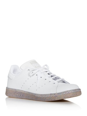 

Женские кожаные кроссовки ADIDAS с белым логотипом и перфорацией Stan Smith с круглым носком, Белый, EE7574