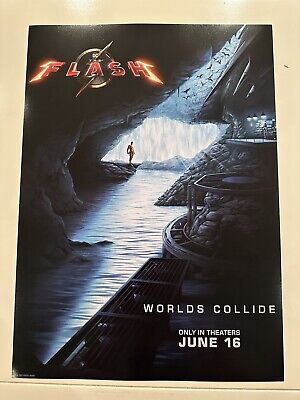 2023 DC Comics The Flash Movie 13x19 Movie Promo Poster Worlds Collide Batcave