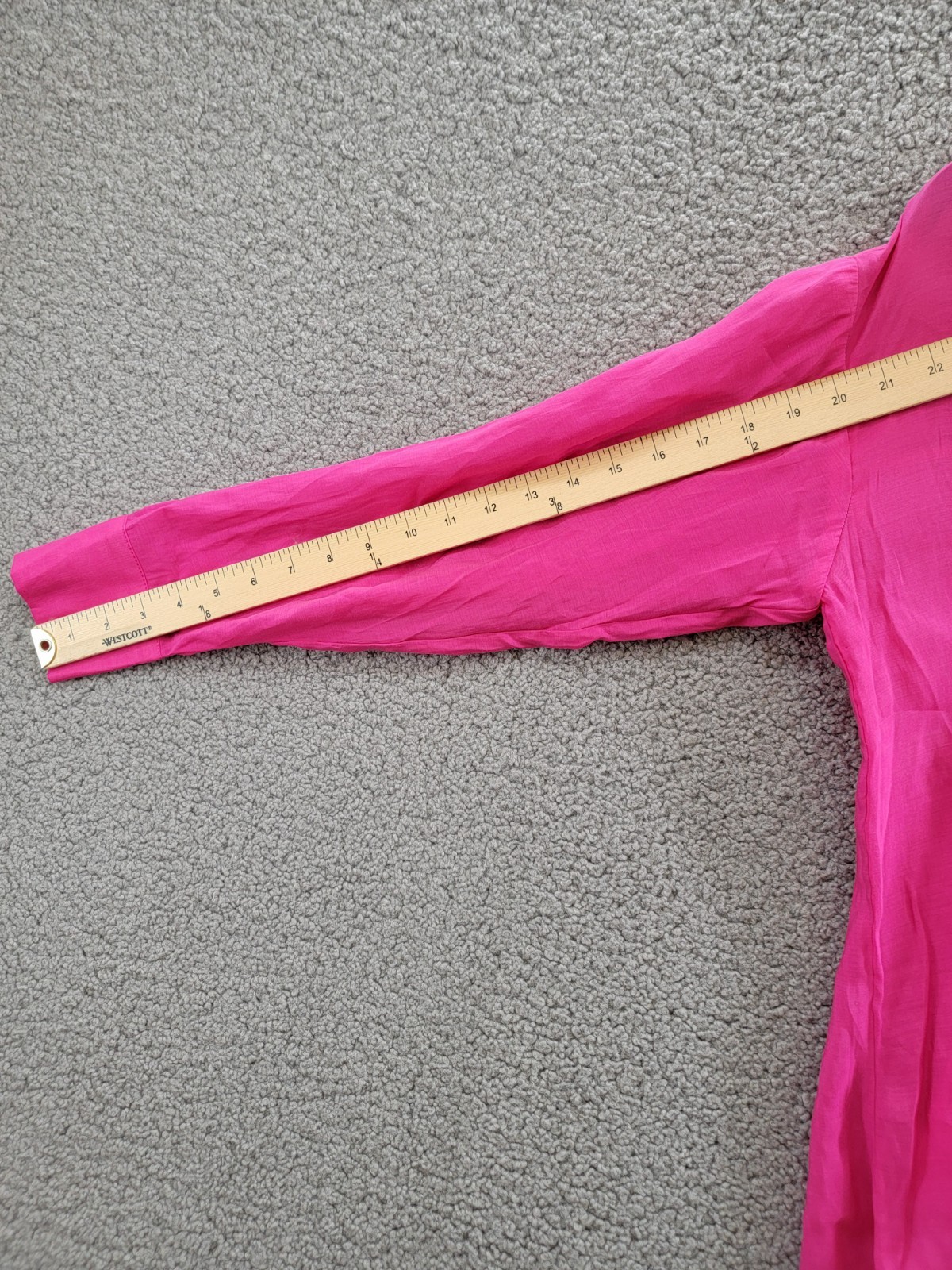 Gracia Faux Peal Trim Collar Top Women's S Fuchsia Button Front Placket L/S - Picture 7 of 14