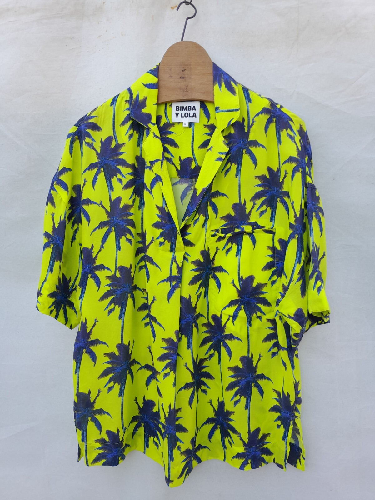 BIMBA Y LOLA Stripe Hawaiian shirt Womens Medium Volt Blue