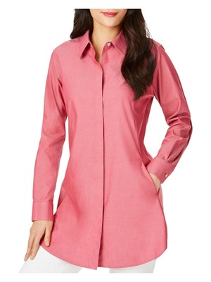 

FOXCROFT Женская красная туника с длинным рукавом и воротником, Красный