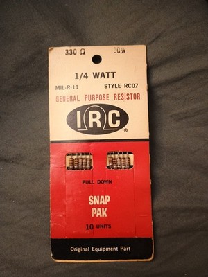 A Vintage NOS IRC - 330 Ohm - Resistor 1/4 Watt 10% Carbon Comp Mil-R-11 