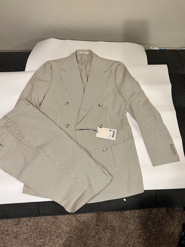 Upply Suit 38r Havana Striped Light Brown Double Breasted